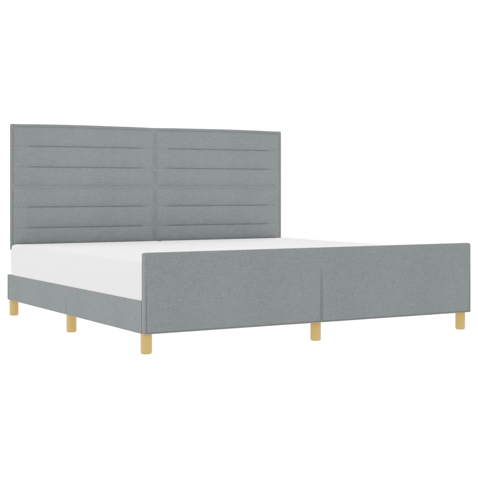 vidaXL Ramka łóżka Z zagłówkiem Jasnoszary 200 x 200 cm tkanina