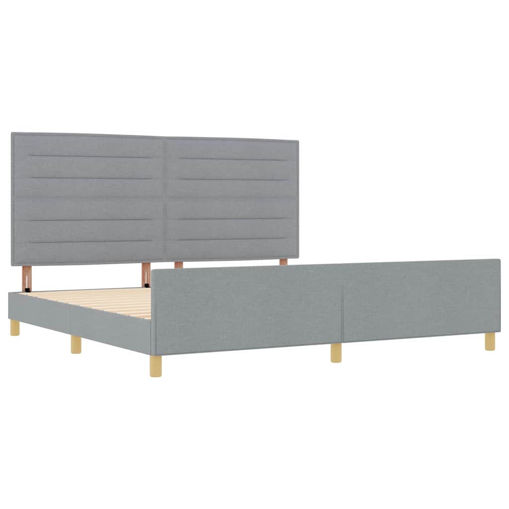 vidaXL Ramka łóżka Z zagłówkiem Jasnoszary 200 x 200 cm tkanina