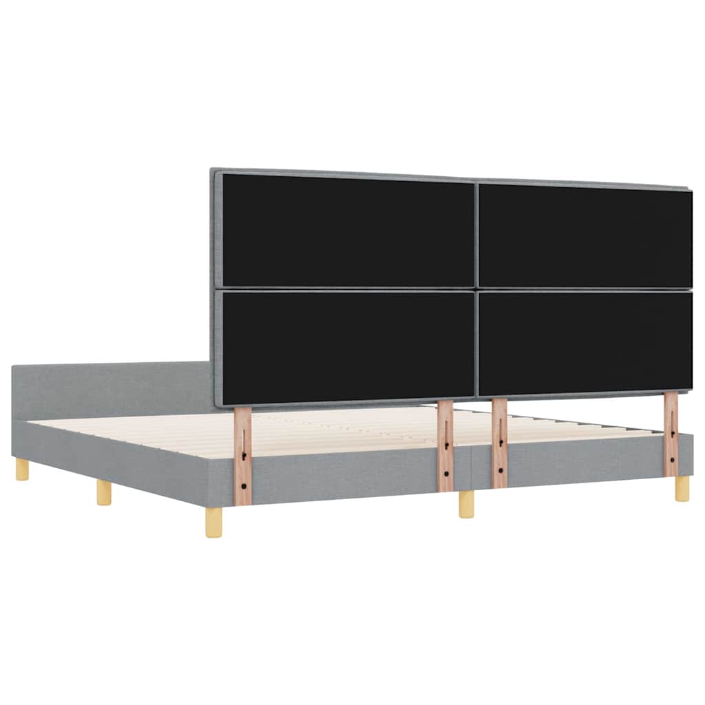 vidaXL Ramka łóżka Z zagłówkiem Jasnoszary 200 x 200 cm tkanina