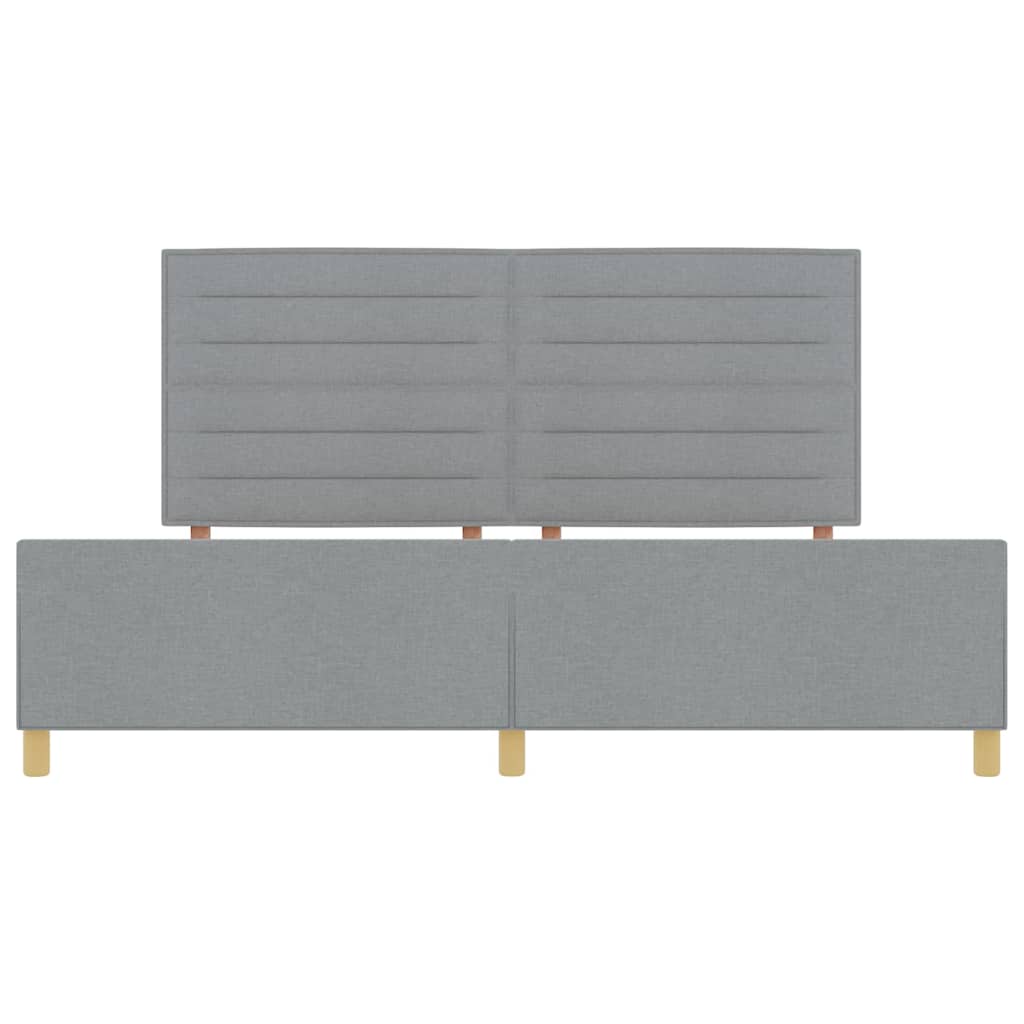 vidaXL Ramka łóżka Z zagłówkiem Jasnoszary 200 x 200 cm tkanina