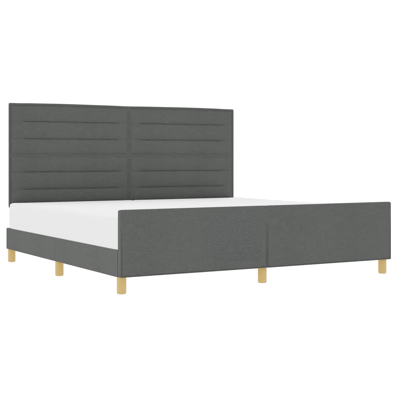 vidaXL Ramka łóżka Z zagłówkiem ciemno szary 200 x 200 cm tkanina