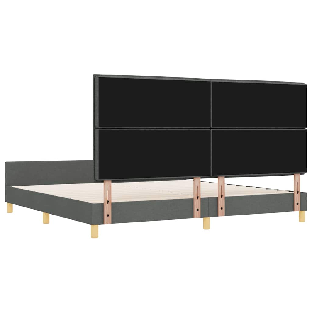 vidaXL Ramka łóżka Z zagłówkiem ciemno szary 200 x 200 cm tkanina