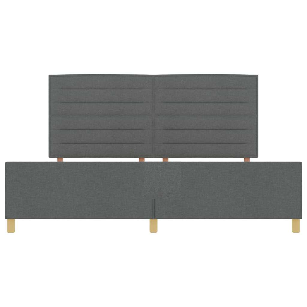 vidaXL Ramka łóżka Z zagłówkiem ciemno szary 200 x 200 cm tkanina