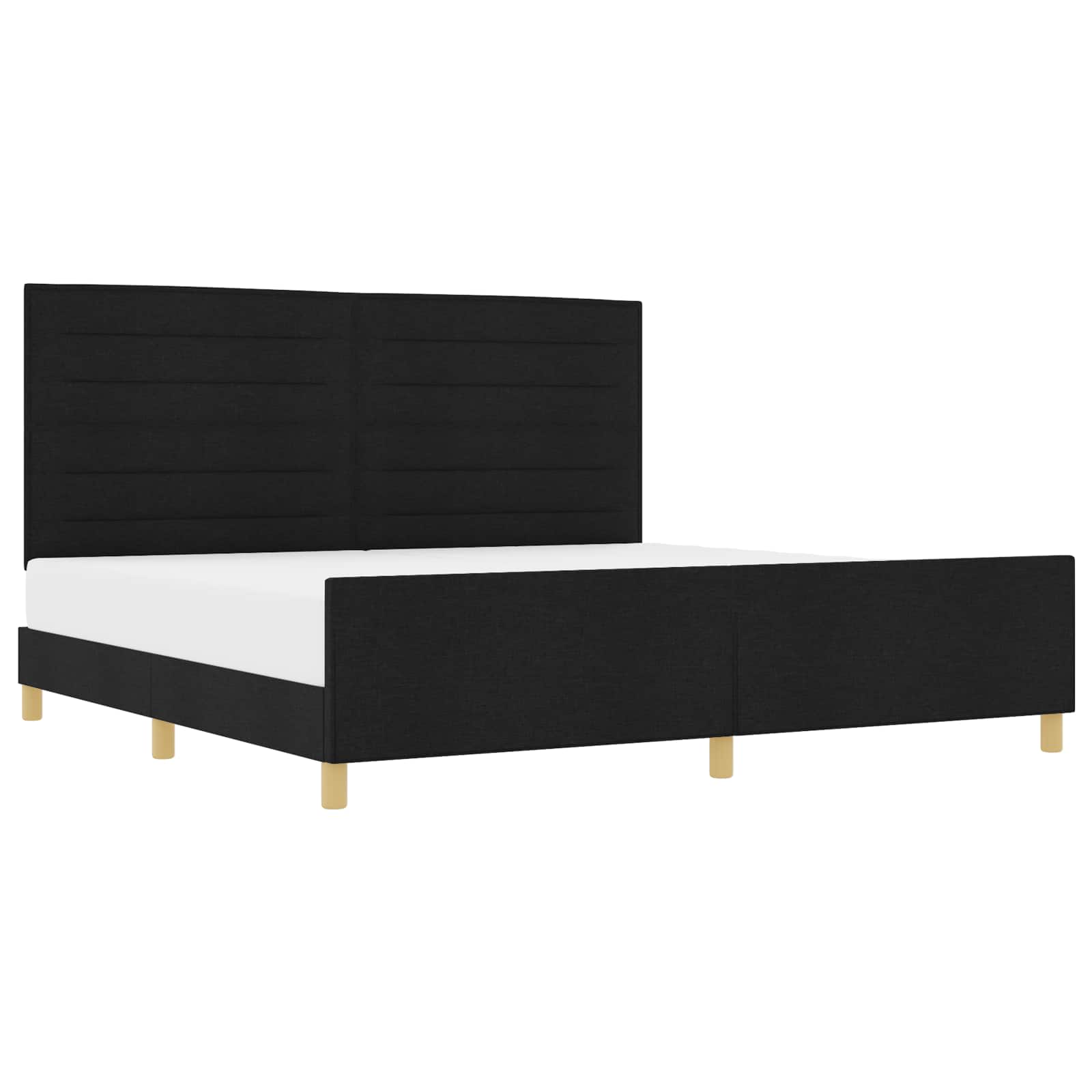 vidaXL Ramka łóżka Z zagłówkiem Czarny 200 x 200 cm tkanina