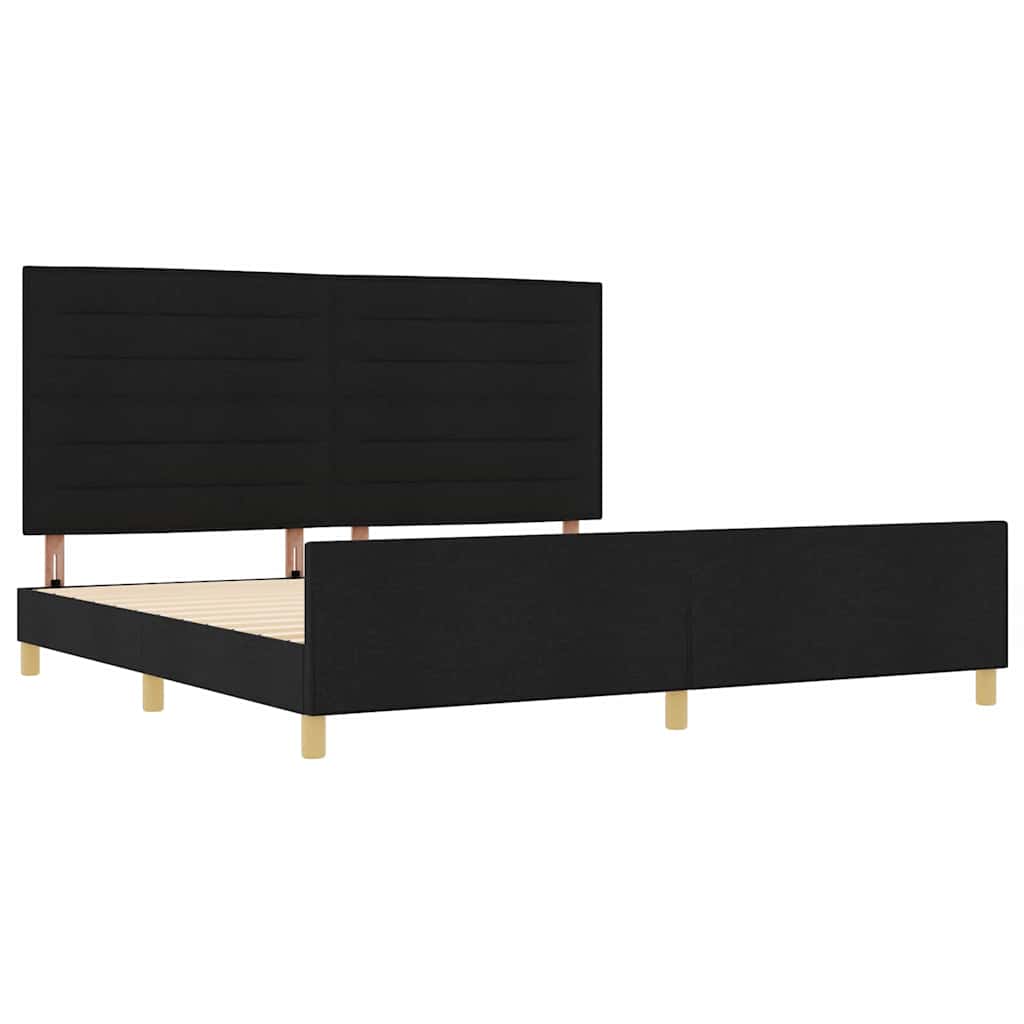 vidaXL Ramka łóżka Z zagłówkiem Czarny 200 x 200 cm tkanina