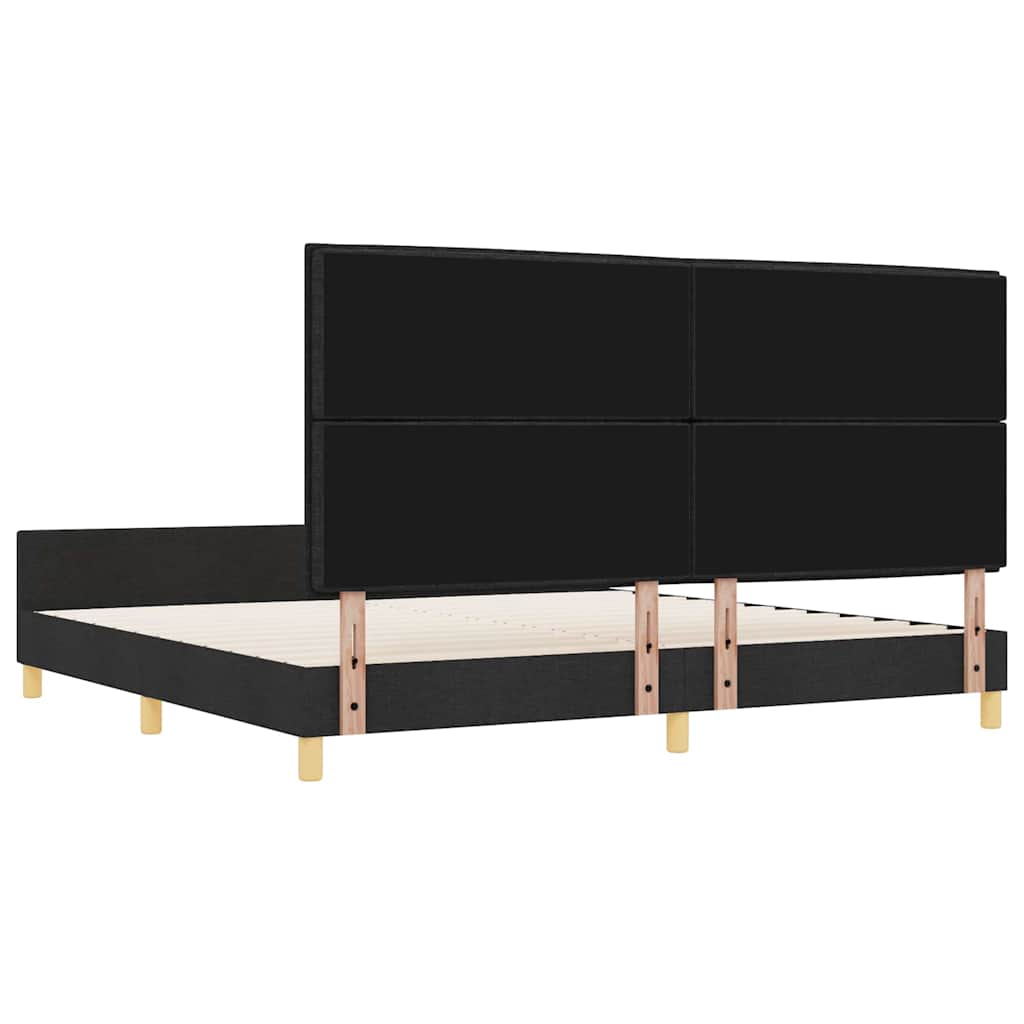 vidaXL Ramka łóżka Z zagłówkiem Czarny 200 x 200 cm tkanina
