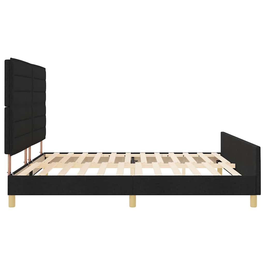 vidaXL Ramka łóżka Z zagłówkiem Czarny 200 x 200 cm tkanina