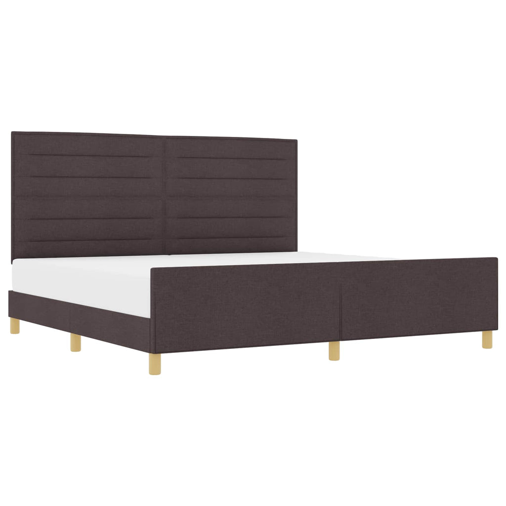 vidaXL Ramka łóżka Z zagłówkiem ciemnobrązowy 200 x 200 cm tkanina