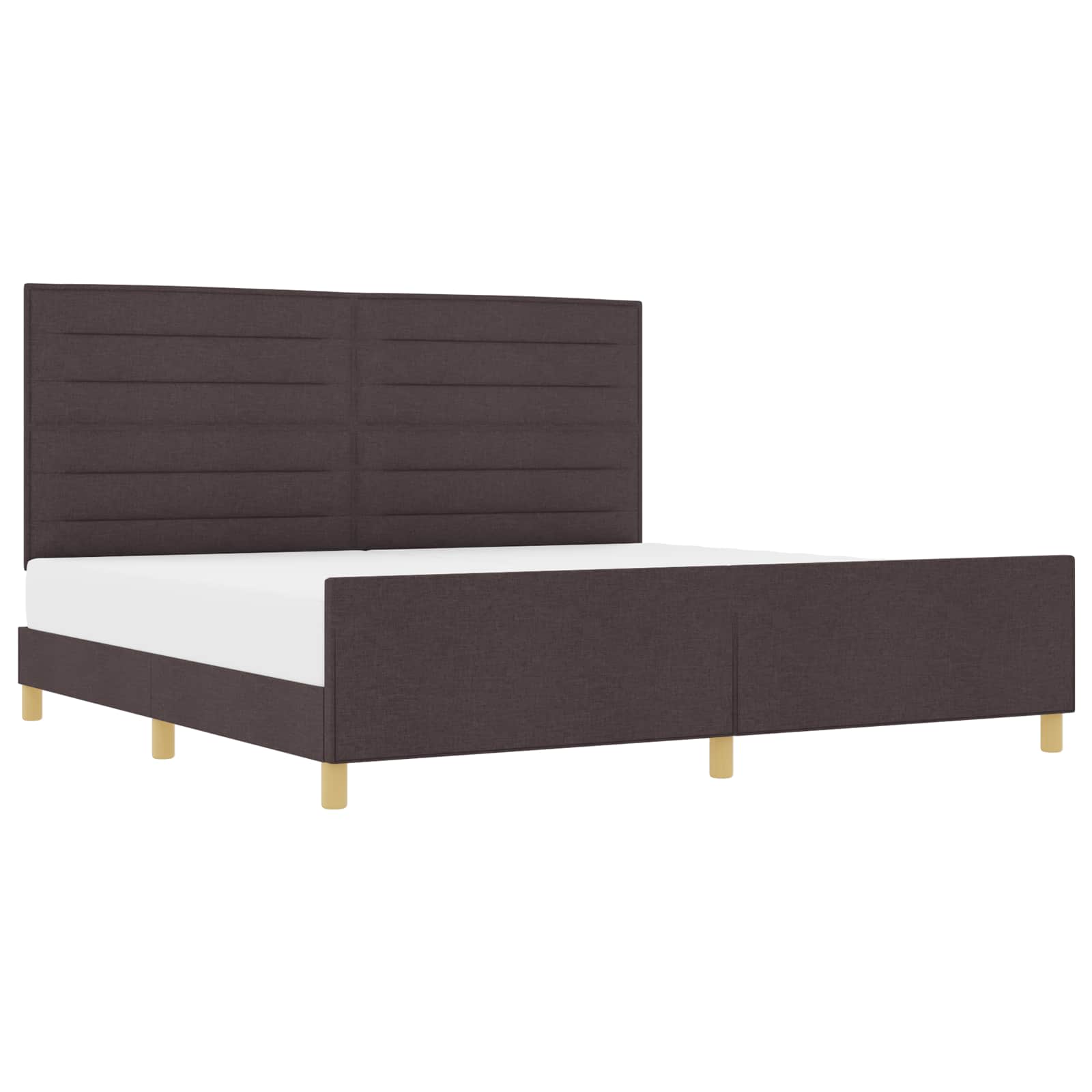 vidaXL Ramka łóżka Z zagłówkiem ciemnobrązowy 200 x 200 cm tkanina