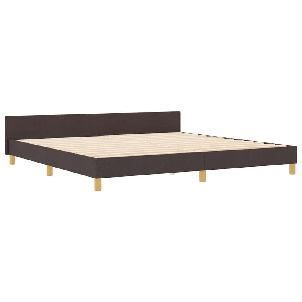 vidaXL Ramka łóżka Z zagłówkiem ciemnobrązowy 200 x 200 cm tkanina