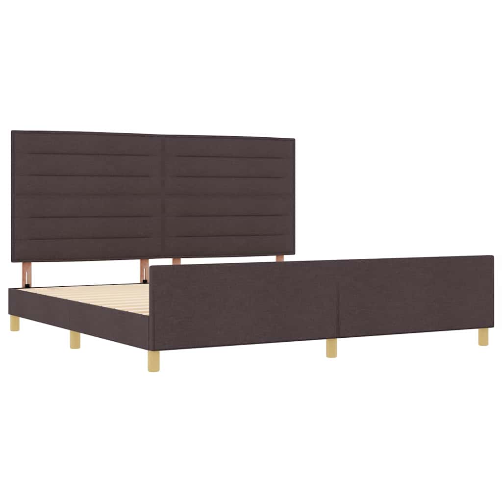 vidaXL Ramka łóżka Z zagłówkiem ciemnobrązowy 200 x 200 cm tkanina