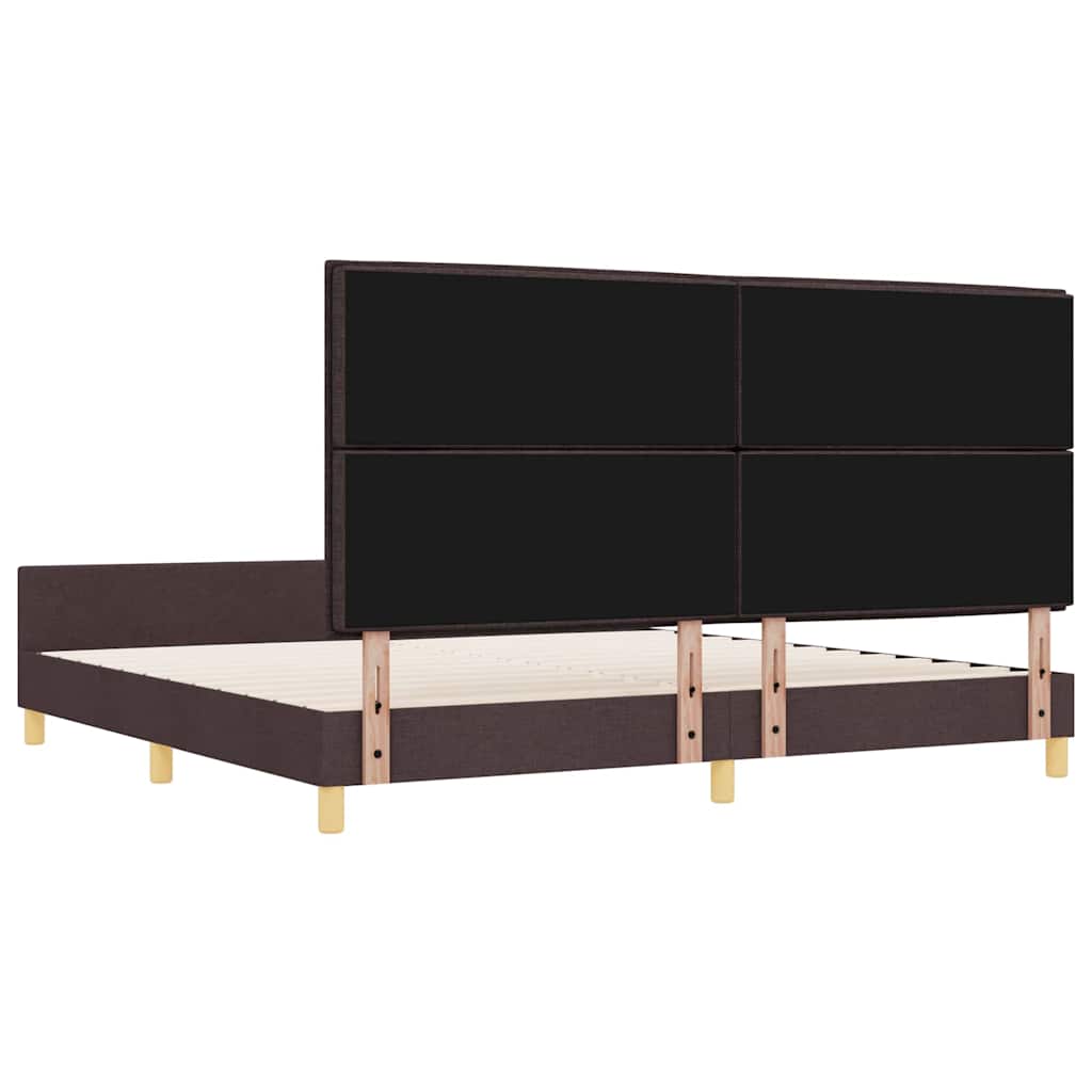 vidaXL Ramka łóżka Z zagłówkiem ciemnobrązowy 200 x 200 cm tkanina