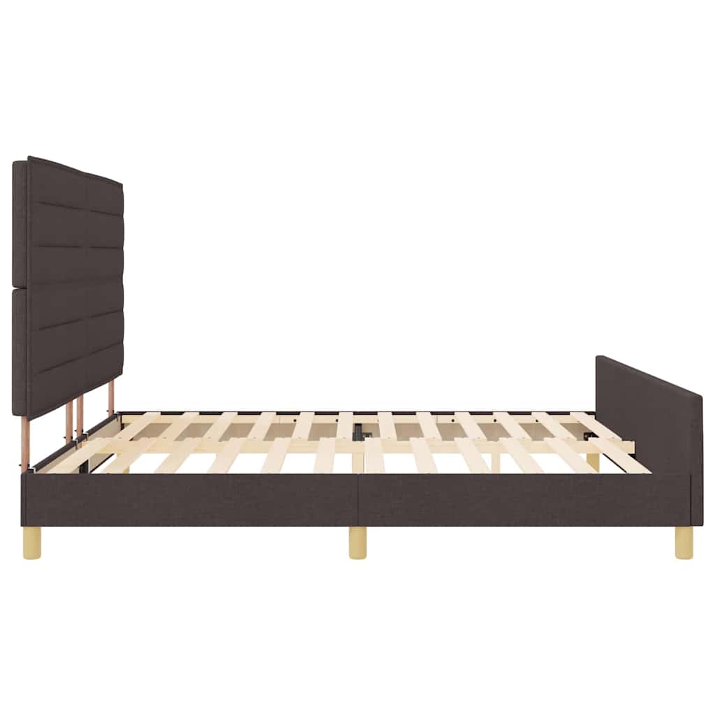 vidaXL Ramka łóżka Z zagłówkiem ciemnobrązowy 200 x 200 cm tkanina