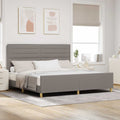 vidaXL Ramka łóżka Z zagłówkiem Ciemnoszary 200 x 200 cm tkanina
