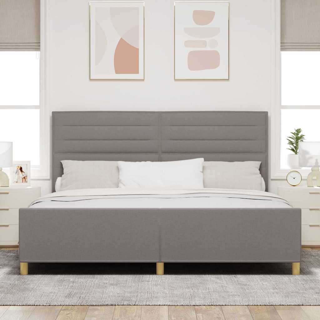 vidaXL Ramka łóżka Z zagłówkiem Ciemnoszary 200 x 200 cm tkanina