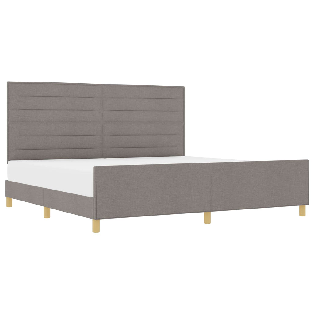 vidaXL Ramka łóżka Z zagłówkiem Ciemnoszary 200 x 200 cm tkanina