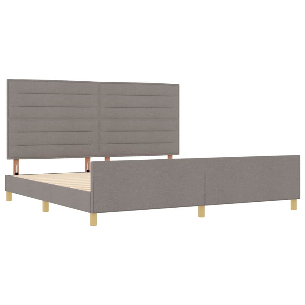 vidaXL Ramka łóżka Z zagłówkiem Ciemnoszary 200 x 200 cm tkanina