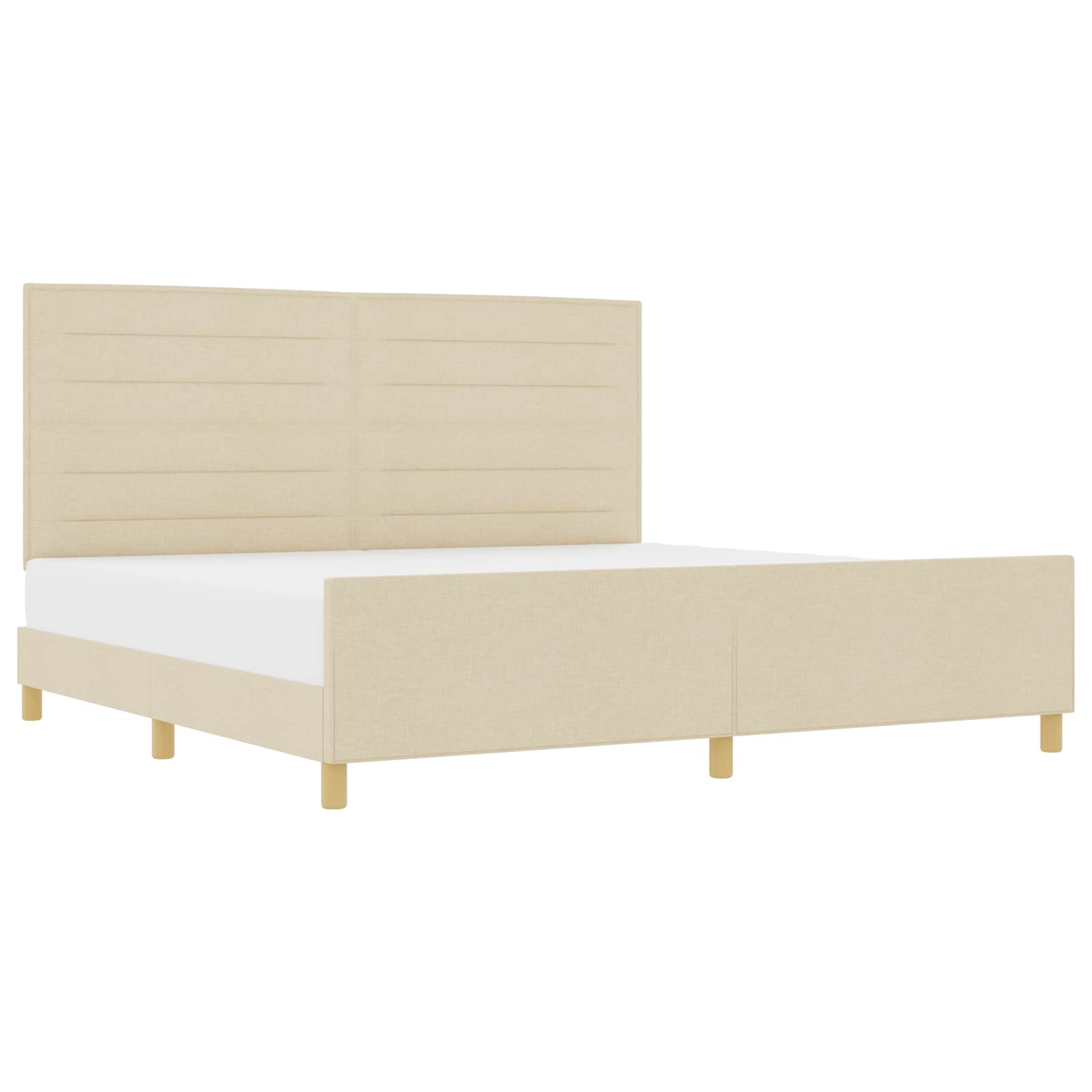 vidaXL Ramka łóżka Z zagłówkiem Kremowy 200 x 200 cm tkanina