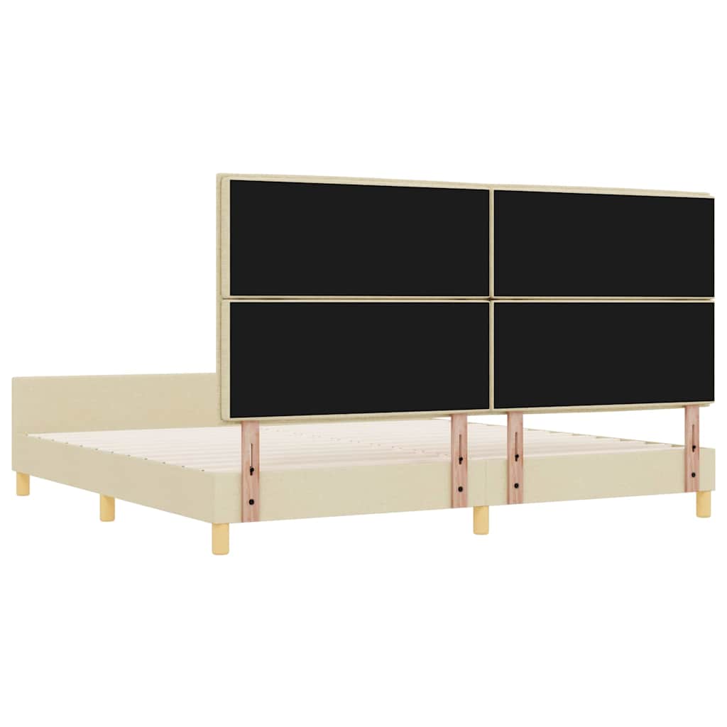 vidaXL Ramka łóżka Z zagłówkiem Kremowy 200 x 200 cm tkanina