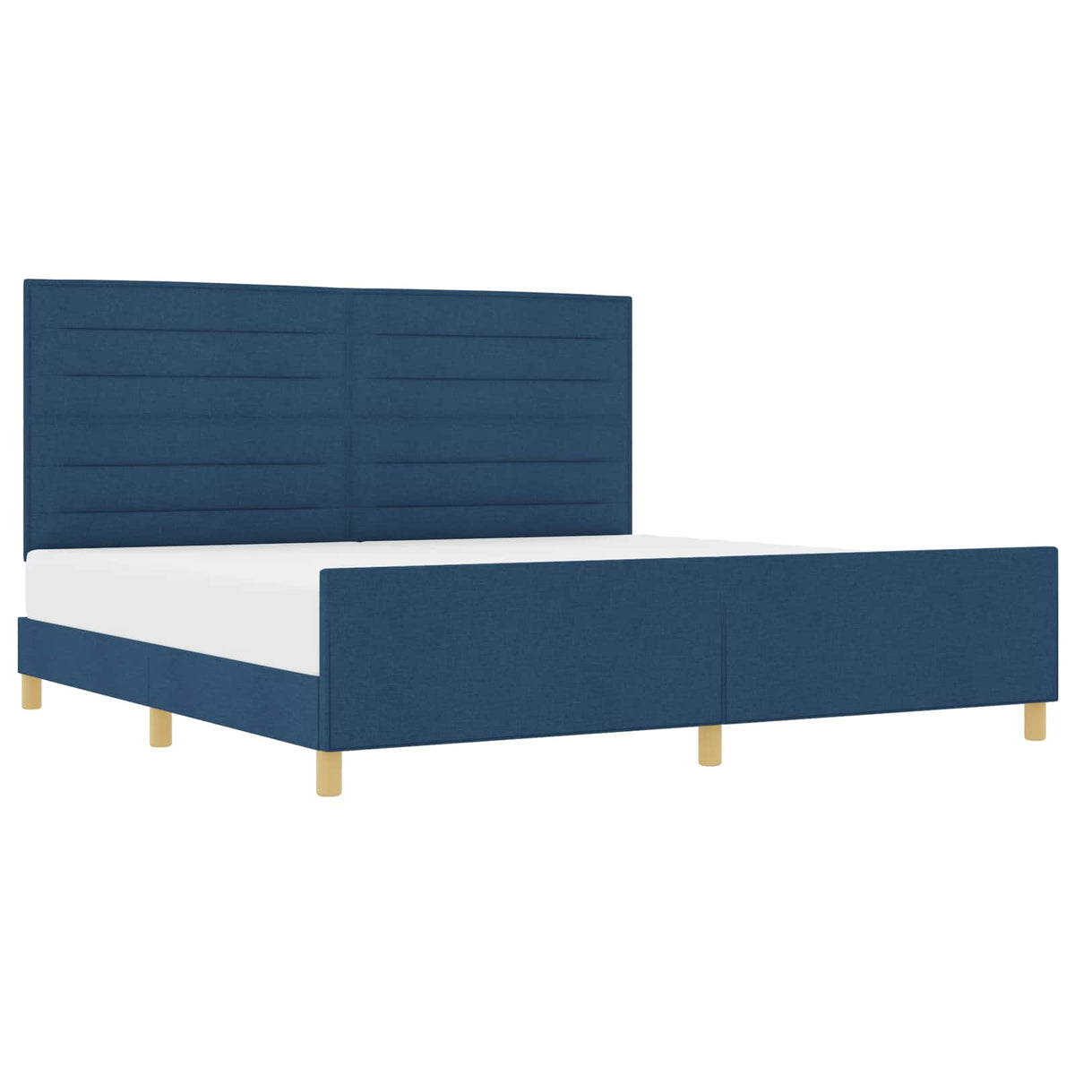 vidaXL Ramka łóżka Z zagłówkiem Niebieski 200 x 200 cm tkanina