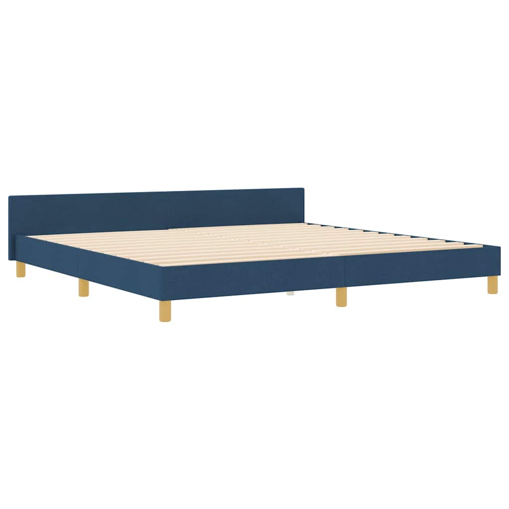 vidaXL Ramka łóżka Z zagłówkiem Niebieski 200 x 200 cm tkanina