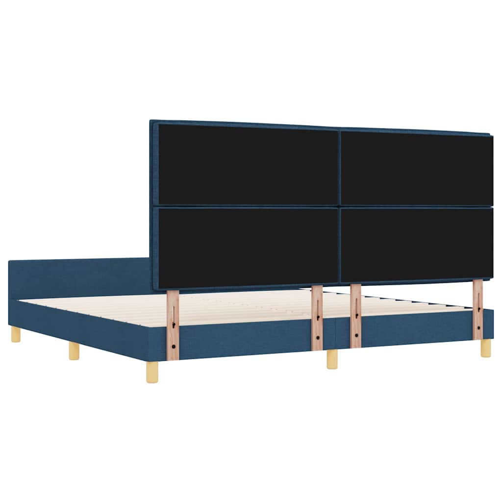 vidaXL Ramka łóżka Z zagłówkiem Niebieski 200 x 200 cm tkanina