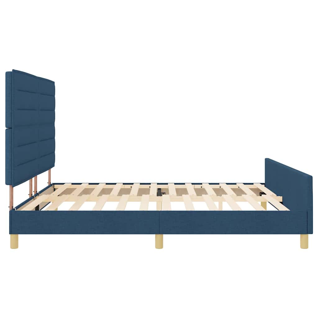 vidaXL Ramka łóżka Z zagłówkiem Niebieski 200 x 200 cm tkanina