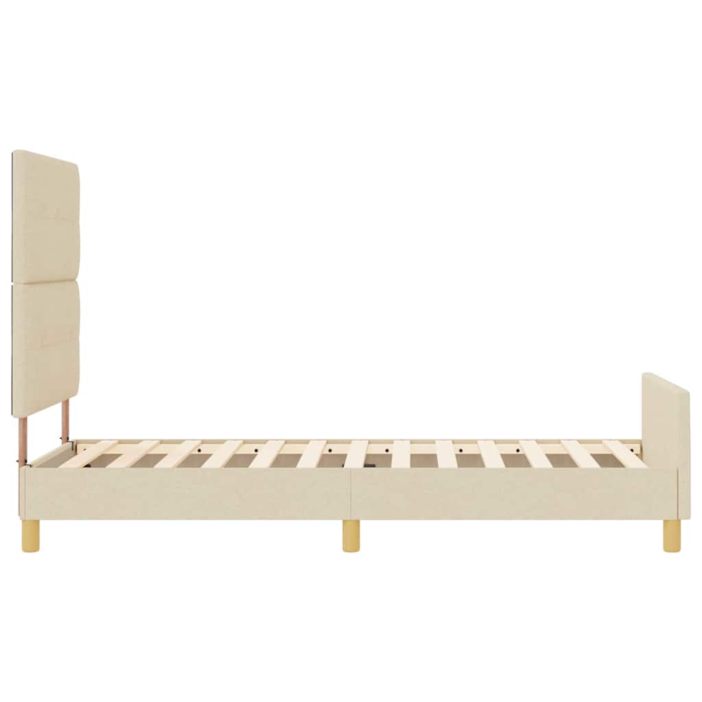 vidaXL Ramka łóżka Z zagłówkiem Kremowy 80 x 200 cm tkanina