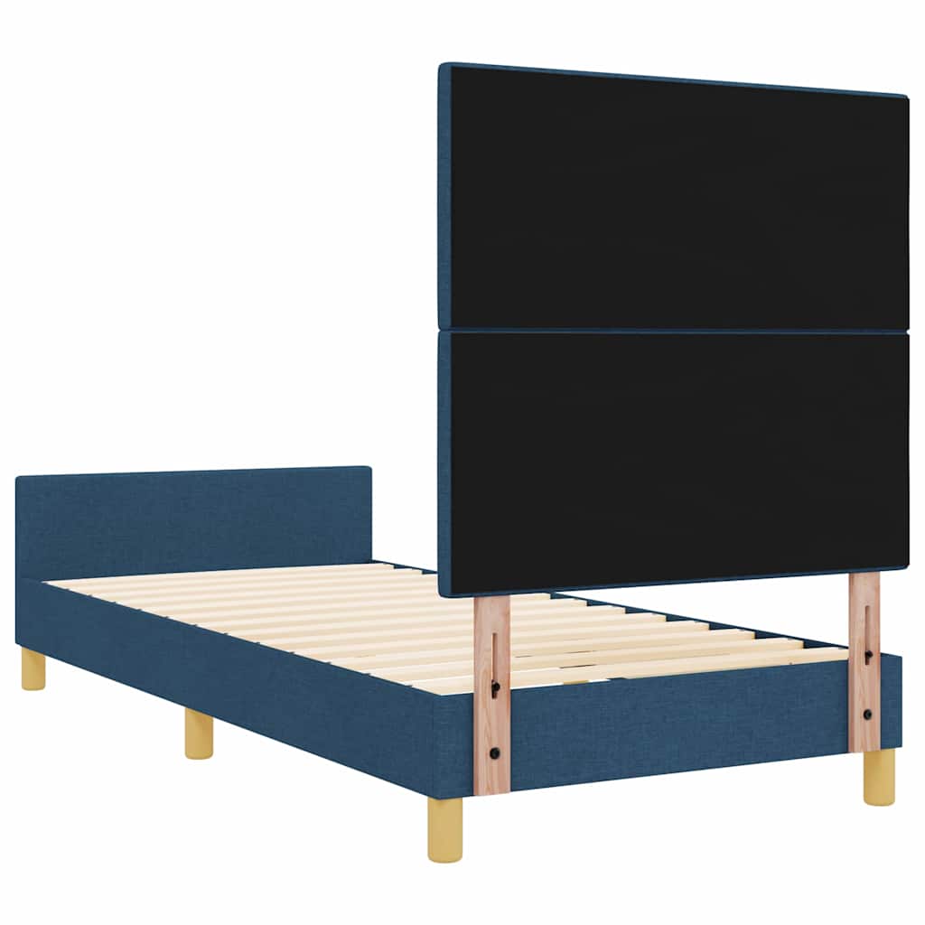 vidaXL Ramka łóżka Z zagłówkiem Niebieski 90 x 190 cm tkanina
