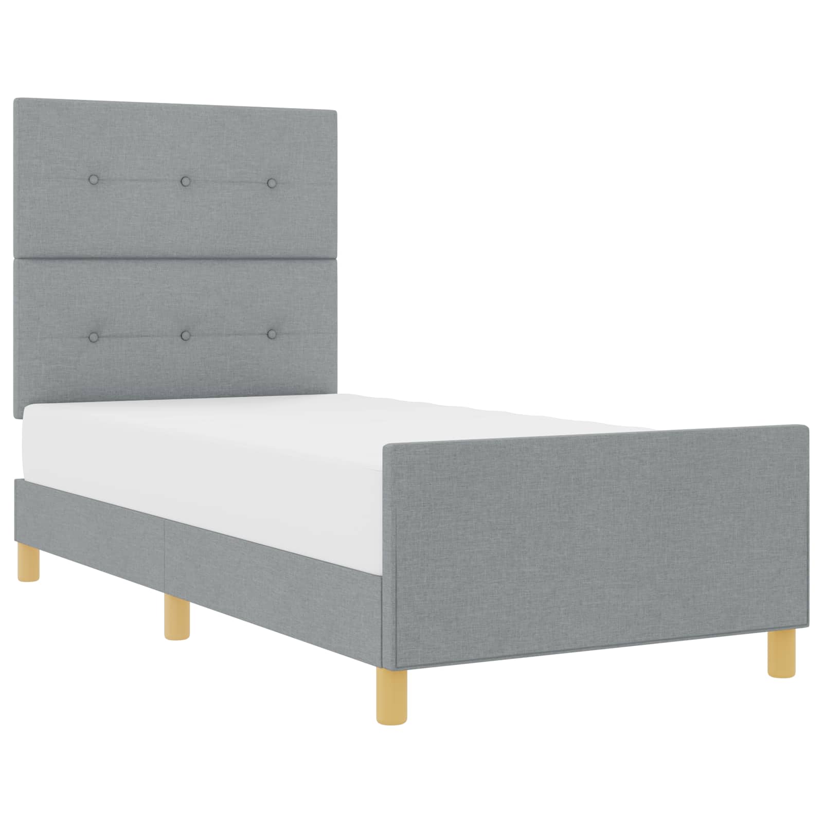 vidaXL Ramka łóżka Z zagłówkiem Jasnoszary 100 x 200 cm tkanina