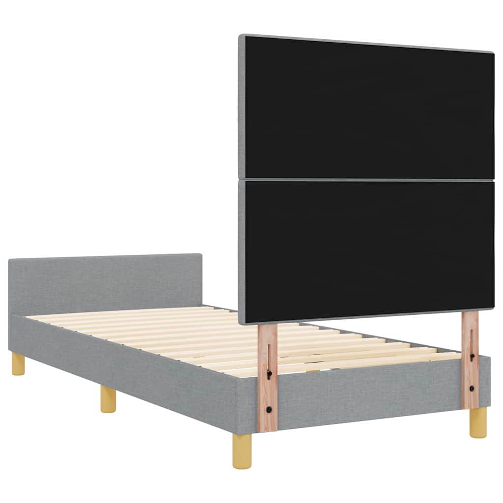 vidaXL Ramka łóżka Z zagłówkiem Jasnoszary 100 x 200 cm tkanina