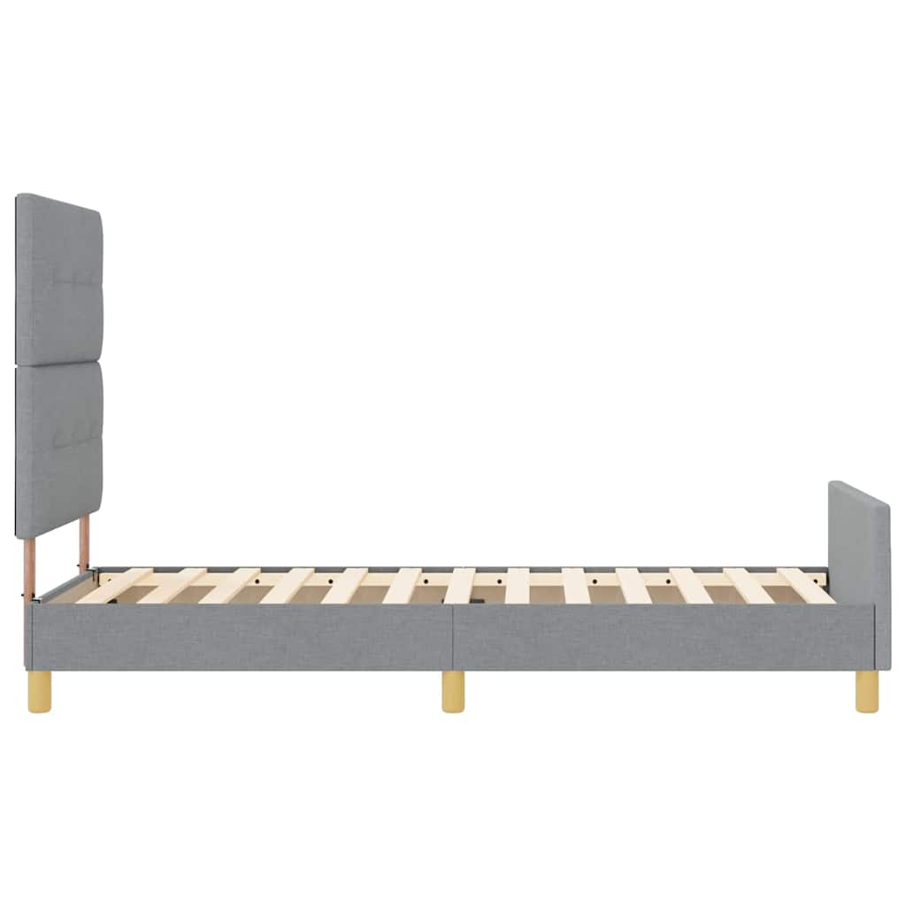 vidaXL Ramka łóżka Z zagłówkiem Jasnoszary 100 x 200 cm tkanina
