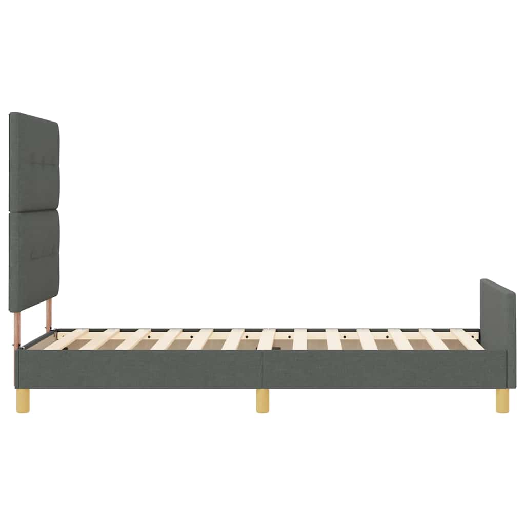 vidaXL Ramka łóżka Z zagłówkiem ciemno szary 100 x 200 cm tkanina