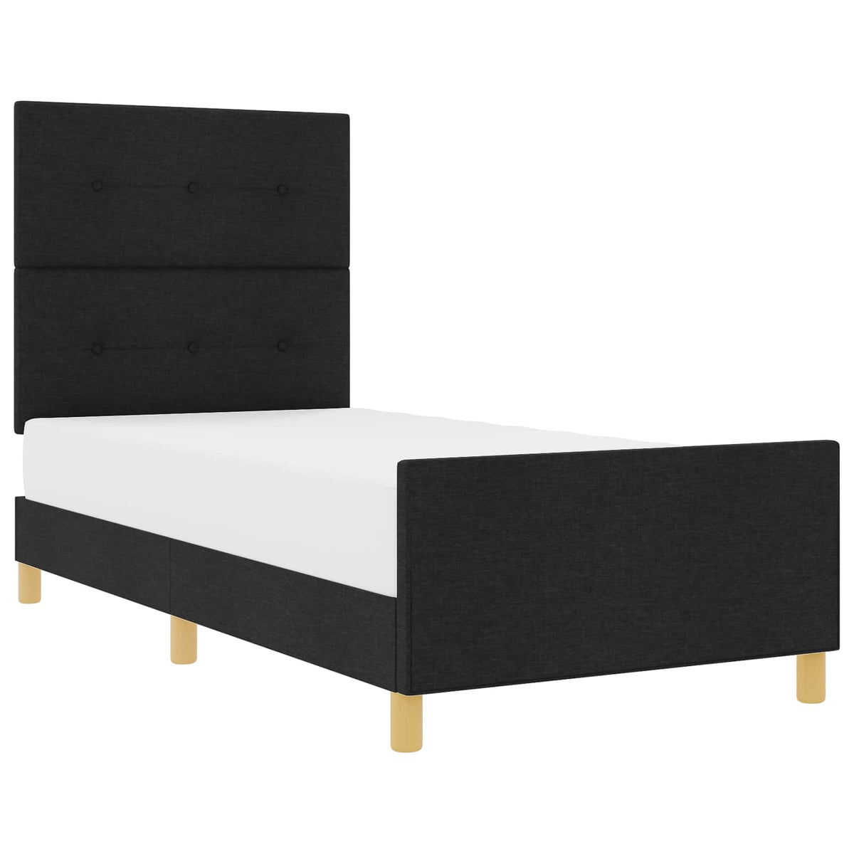 vidaXL Ramka łóżka Z zagłówkiem Czarny 100 x 200 cm tkanina