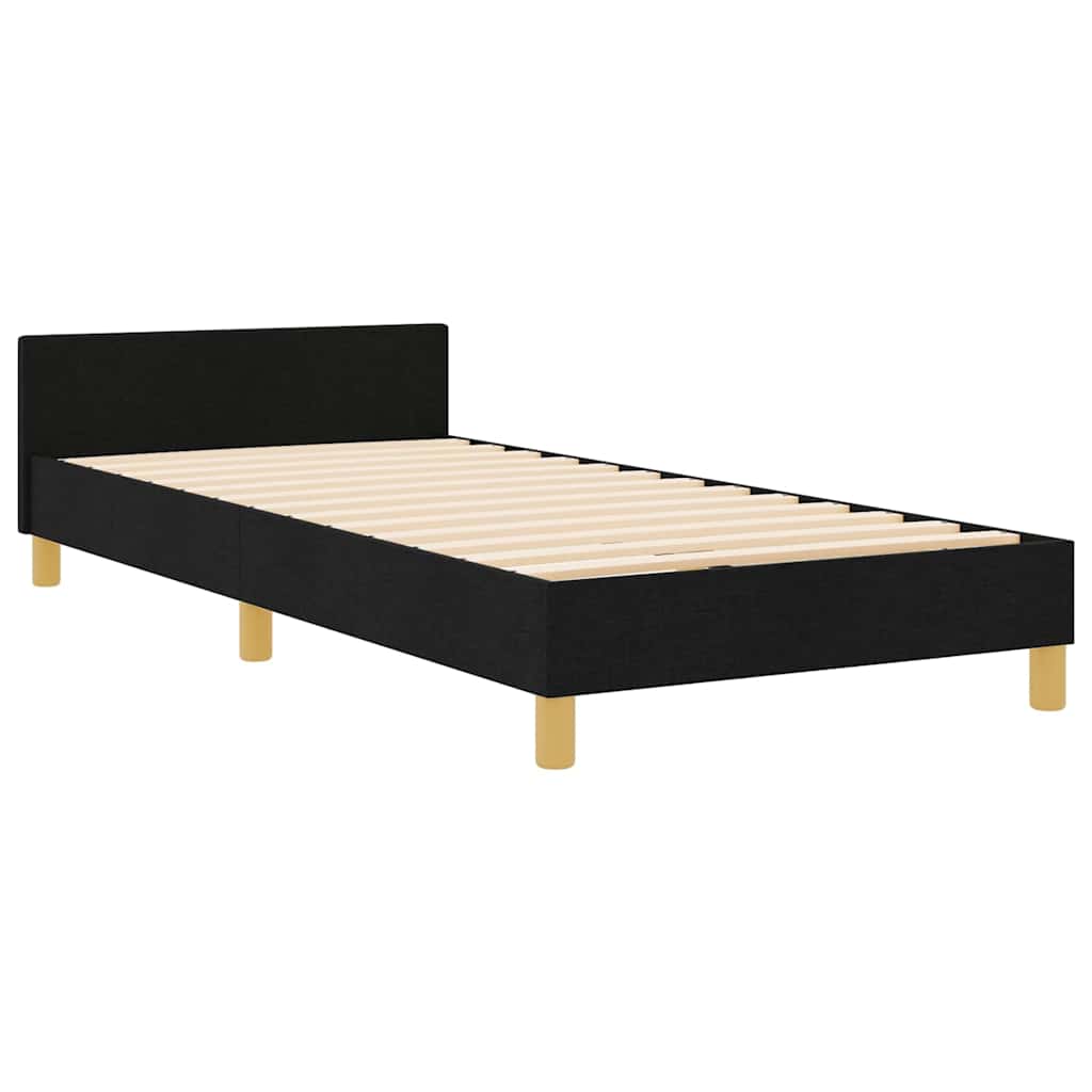 vidaXL Ramka łóżka Z zagłówkiem Czarny 100 x 200 cm tkanina