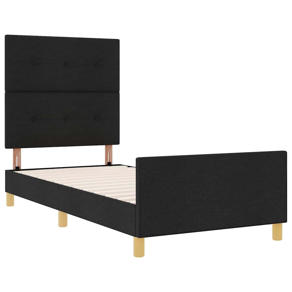 vidaXL Ramka łóżka Z zagłówkiem Czarny 100 x 200 cm tkanina