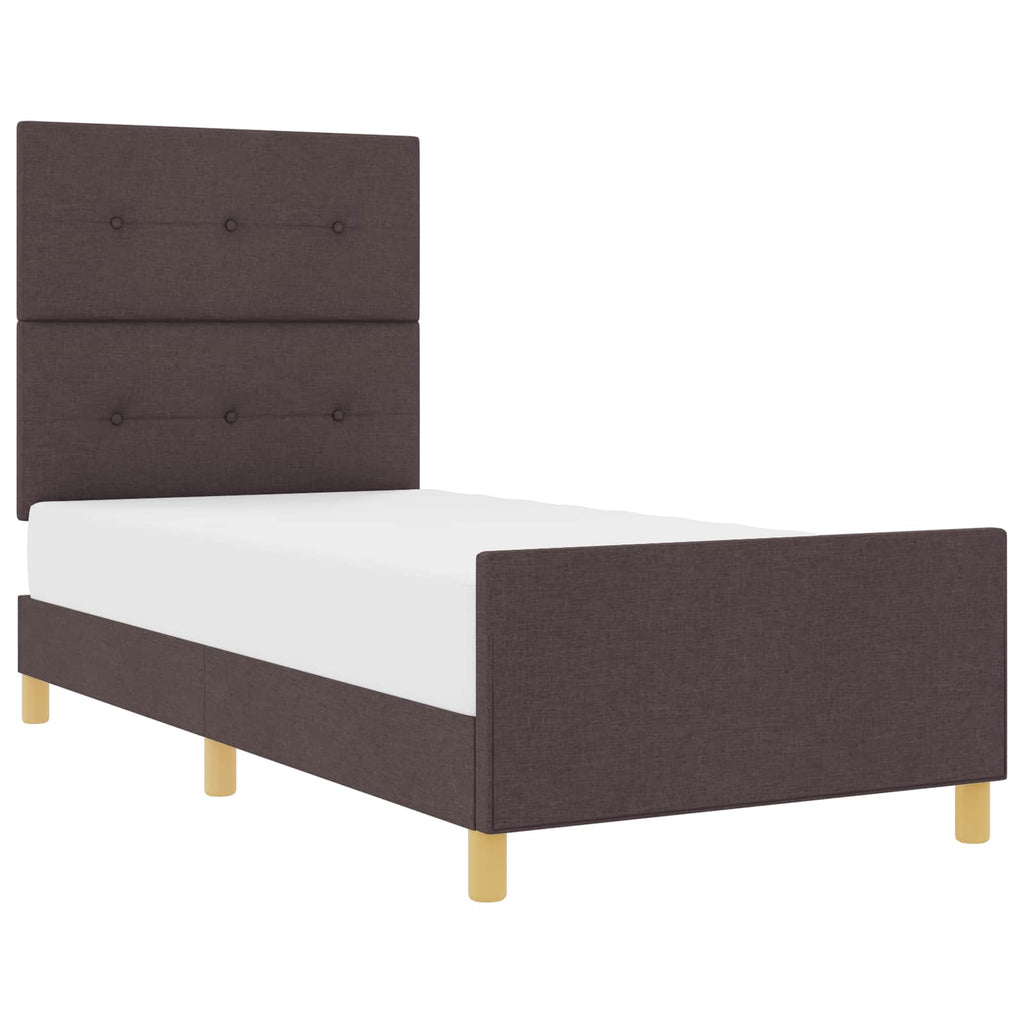 vidaXL Ramka łóżka Z zagłówkiem ciemnobrązowy 100 x 200 cm tkanina