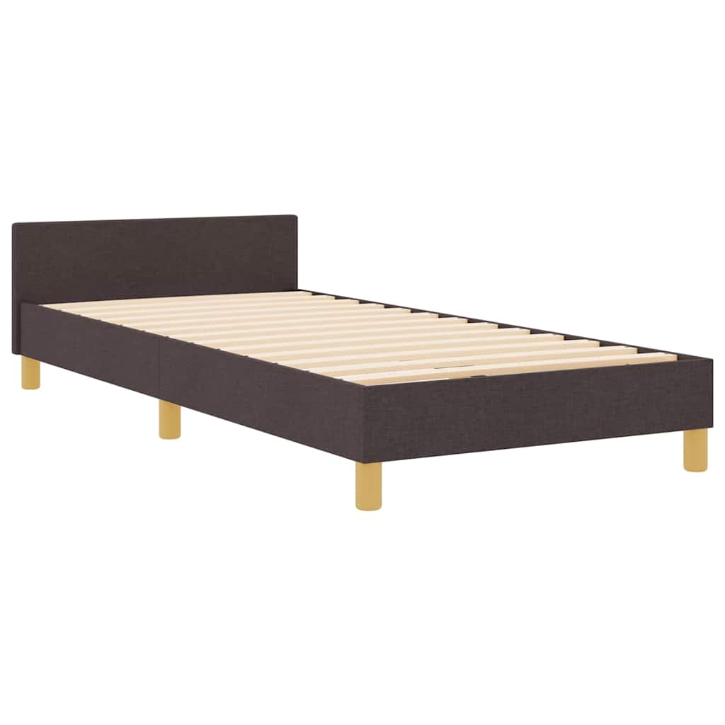 vidaXL Ramka łóżka Z zagłówkiem ciemnobrązowy 100 x 200 cm tkanina