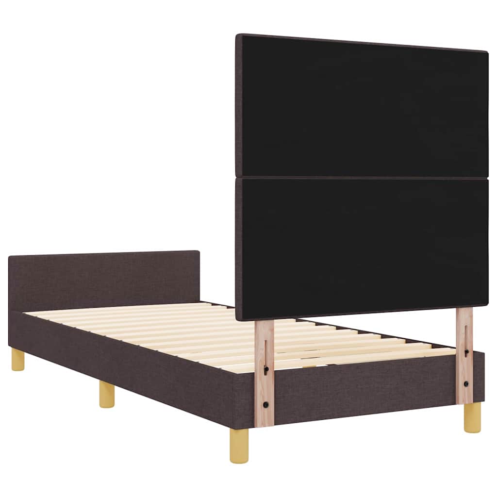 vidaXL Ramka łóżka Z zagłówkiem ciemnobrązowy 100 x 200 cm tkanina