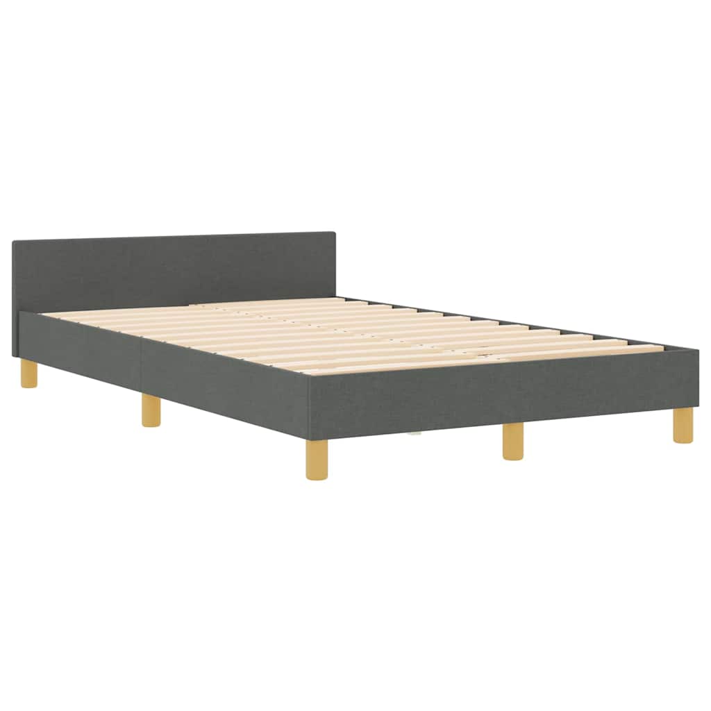 vidaXL Ramka łóżka Z zagłówkiem ciemno szary 120 x 190 cm tkanina