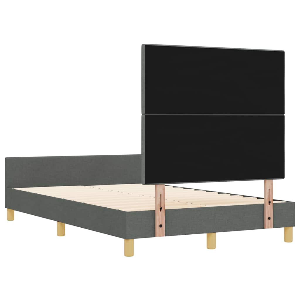 vidaXL Ramka łóżka Z zagłówkiem ciemno szary 120 x 190 cm tkanina