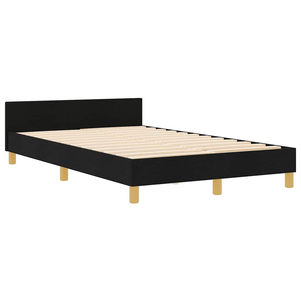 vidaXL Ramka łóżka Z zagłówkiem Czarny 120 x 190 cm tkanina