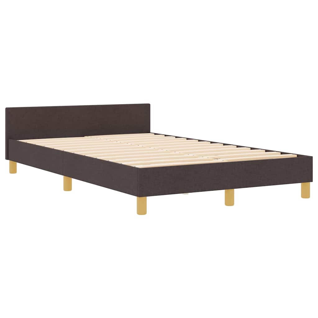 vidaXL Ramka łóżka Z zagłówkiem ciemnobrązowy 120 x 190 cm tkanina