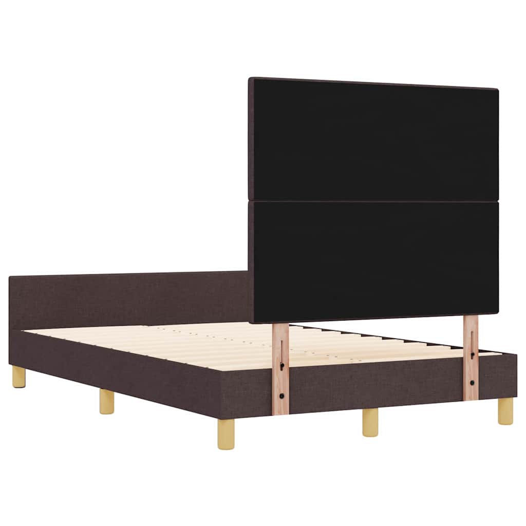 vidaXL Ramka łóżka Z zagłówkiem ciemnobrązowy 120 x 190 cm tkanina