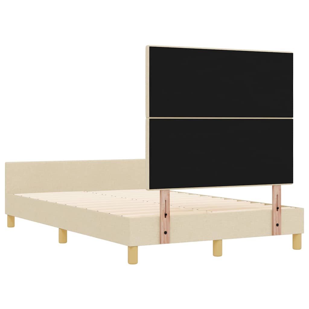 vidaXL Ramka łóżka Z zagłówkiem Kremowy 120 x 190 cm tkanina