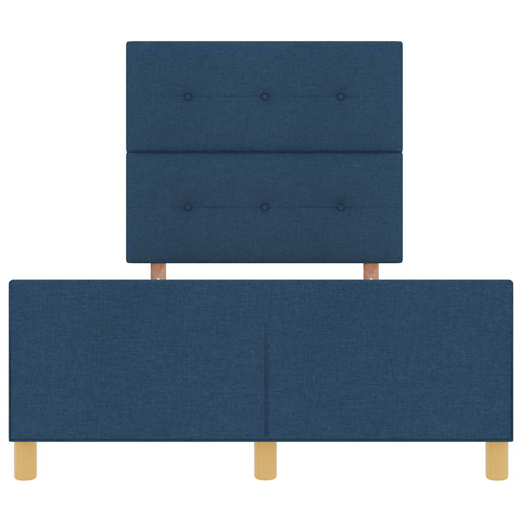 vidaXL Ramka łóżka Z zagłówkiem Niebieski 120 x 190 cm tkanina