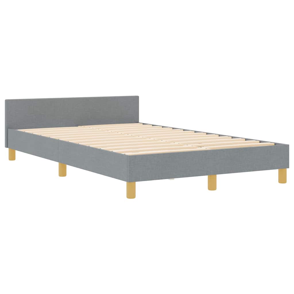 vidaXL Ramka łóżka Z zagłówkiem Jasnoszary 120 x 200 cm tkanina
