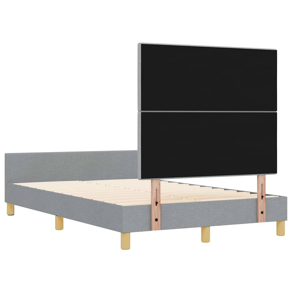 vidaXL Ramka łóżka Z zagłówkiem Jasnoszary 120 x 200 cm tkanina