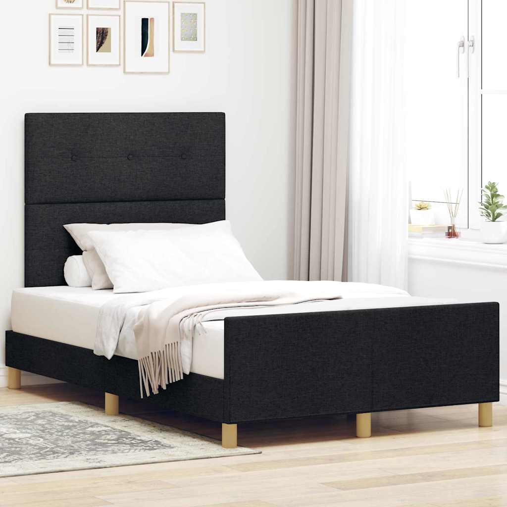 vidaXL Ramka łóżka Z zagłówkiem Czarny 120 x 200 cm tkanina
