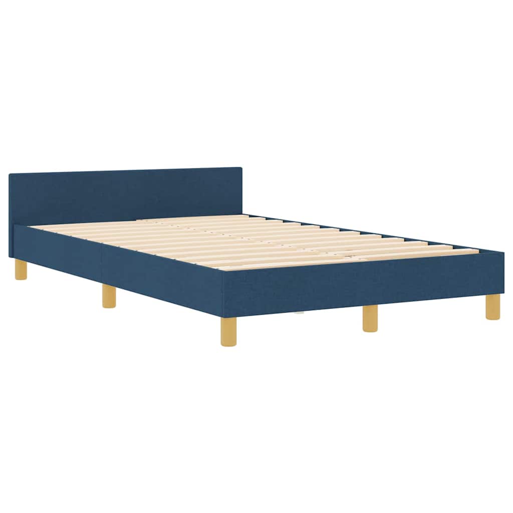 vidaXL Ramka łóżka Z zagłówkiem Niebieski 120 x 200 cm tkanina